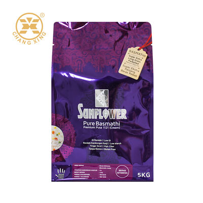 Custom Plastic Basmati Rice Packaging Bags Resealable Zip Lock Pouch Printed Rice Bags 5kg