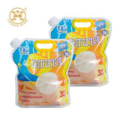 Custom Rice Packaging Spout Pouch Resealable Plastic Pouch Printed Rice Bag with Handle Rice Bags