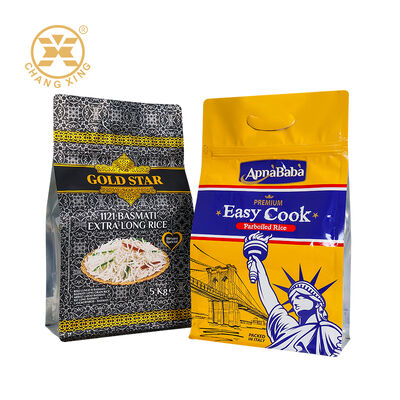 5kg 10kg Rice Packaging Bag Flat Bottom Pouch Stand Up Rice Bag For Food Packaging Customized Printing