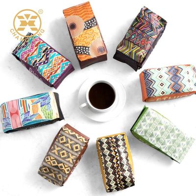 品質  CPP Resealable Coffee Packaging Bags With Valve Flat Bottom Stand Up Pouch 工場