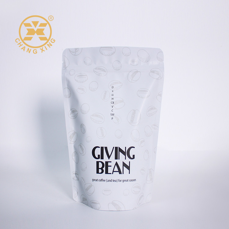Gravure Printing Standing Zipper Pouch Coffee Packaging With Aluminum Foil