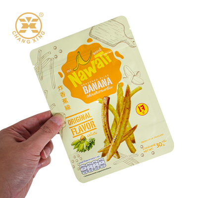 OEM ODM 食品グレード スナック 食品包装袋 プッシング 包装袋 プラスチック ザイパー ポケット 揚げ バナナ ストライプ チップ